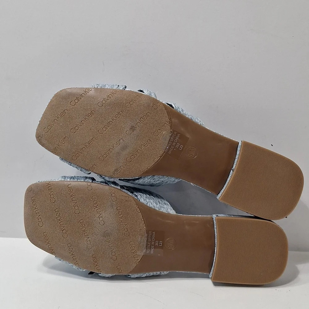 Calvin Klein "NEW" Coquette Blue Toukie Preppy Woven Slide Boho Sandals Size 8.5 - Picture 8 of 10
